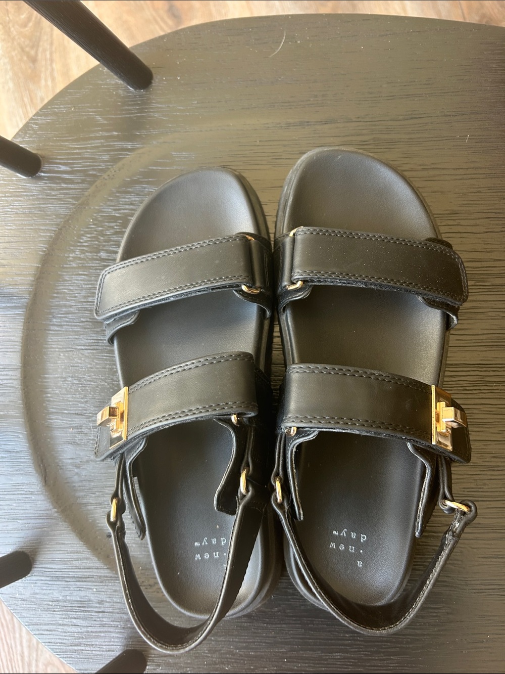 A New Day Black Strappy Buckle Sandals